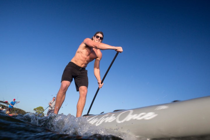 Guy on his stand up paddle board